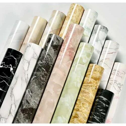 Kitchen and Bathroom Countertops Oil-proof and Waterproof Self-adhesive Marble Pattern Stickers Counter Decoration Tile Stickers