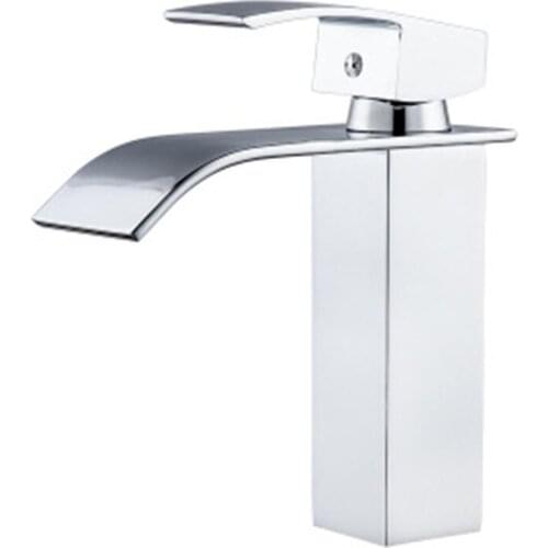 New Square Wide Mouth Faucet Bathroom Washbasin Mixing Taps Household Electroplate Single Handle Single Hole Hot and Cold Mixer