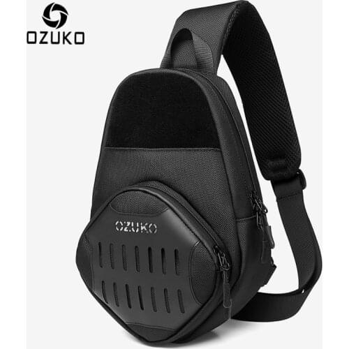 OZUKO Tactical Chest Bag Men Fashion Outdoor Shoulder Bags Waterproof Messenger Bag for Teenager USB Charging Male Crossbody Bag