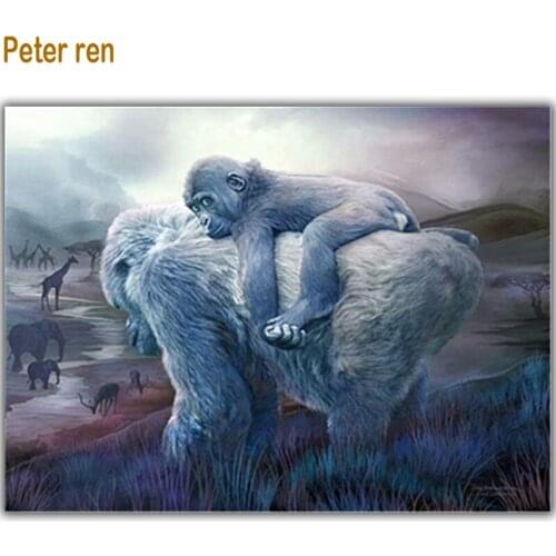 Peter ren DIY Diamond embroidery Craft paintings 3D square icons mosaic full text Pictures with beads Mother carrying a monkey