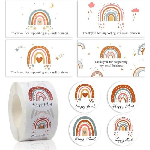 Rainbow Thank You Card For Supporting My Small Business Happy mail Thank You sticker Labels for Birth days Christmas Gift decor