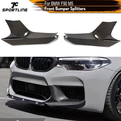 Front Bumper Lip Splitters for BMW F90 M5 2018 2019 Front Bumper Lip Spoiler Cupwings Flaps Winglets Apron Carbon Fiber / FRP