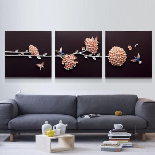 Triple living room decorative painting Fu carving home decoration background wall modern minimalist three-dimensional painting e