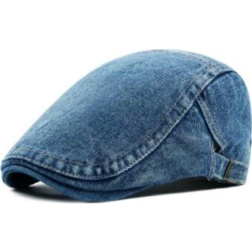 Which in shower spring summer adjustable casual denim beret hat women men blank jean flat cap female male plain newsboy hat bone
