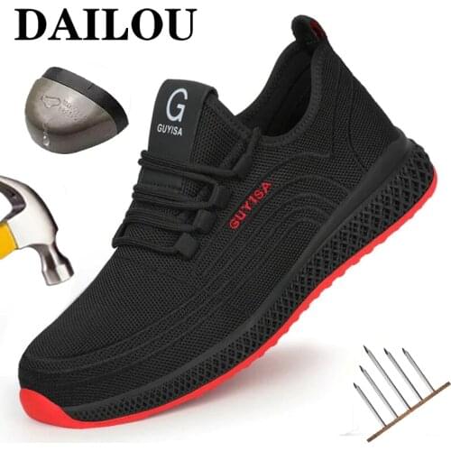 Safety Work Shoes For Men Breathable Safety Shoes With Steel Toe Indestructible Work Safety Boots Puncture-Proof Work Sneakers