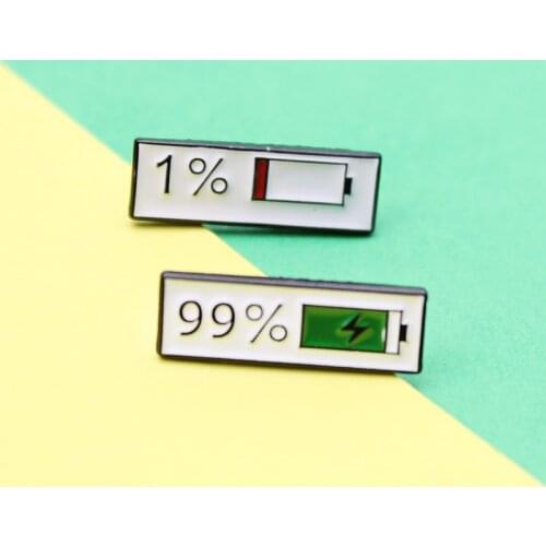 Mobile phone battery percentage Enamel Brooch collection Metal Lapel Pins backpack jackets bags brooches for friend jewelry gifs