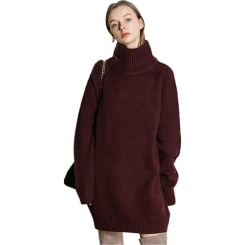 2020 New Women Cashmere Sweater Loose Turtleneck Sweater Long-sleeve Warm Thicken Pullover Sweater Long Winter Womens Sweater