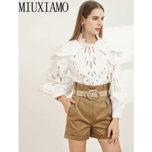 MIUXIMAO Best Quality 2020 Office Lady Spring Twinset Elegant Top Luxury Embroidery and hollowing out Suits Women Vestidos