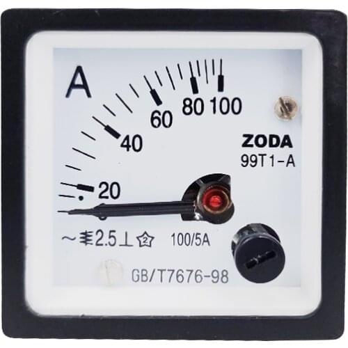 1PC 99T1-A 50/5A 100/5A 200/5A 600/5A AC Analog Meter Panel Gauge AMP Current Meter Use with Transfomer 48*48MM Amperimetros