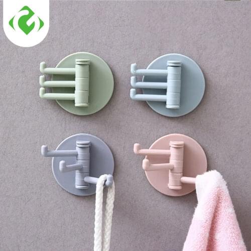 1Pcs Rotatable Seamless Adhesive Hook Wall Key Holder Rack Stick Hook Kitchen Wall Hanger Multi-Purpose Bathroom Organizer GY