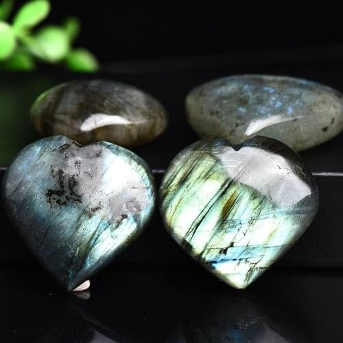 100% Natural Crystal Labradorite Heart shape Pendant Gift Rock Mineral Specimen Reiki Healing Stone Mineral Jewelry Home Decor