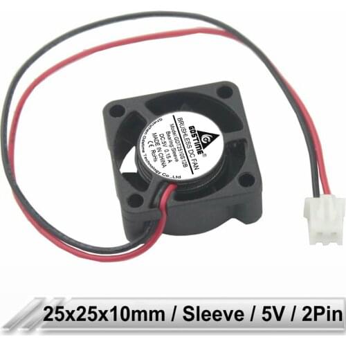 500Pieces Gdstime 2510 5V 2Pin 25mm 10mm 25x25x10mm Micro Brushless DC Cooler Mini Cooling Fan