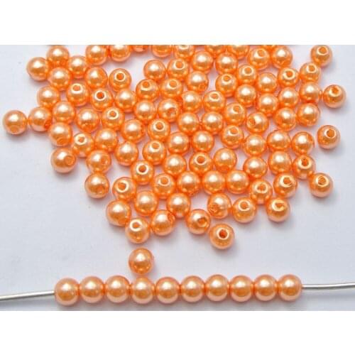500 Pcs 6mm Plastic Faux Pearl Round Beads Light Orange Imitation Pearl