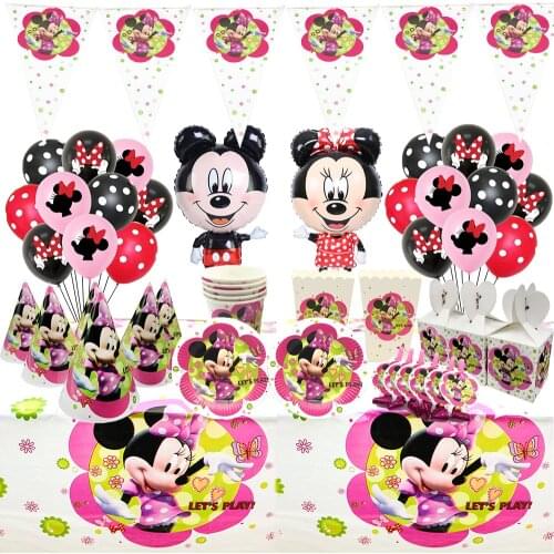 Minnie Mouse Tablecloth Kids Birthday Party Supplies Party Decoration Minnie Mouse Table Cover Baby Shower Disposable Tableware