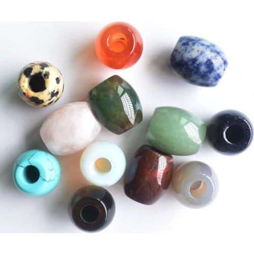 Wholesale 12pcs/lot Fashion good quality mix natural stone round shape big hole beads for DIY Bracelet jewelry making free
