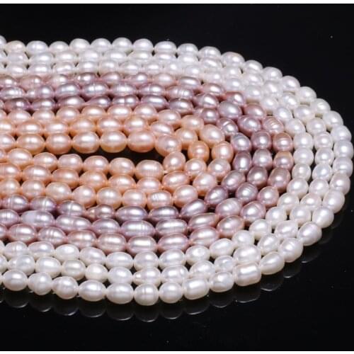 Natural Freshwater Pearl Beads Rice Shape Punch Loose Beads for DIY Elegant Necklace Bracelet Jewelry Making Size 5-6mm