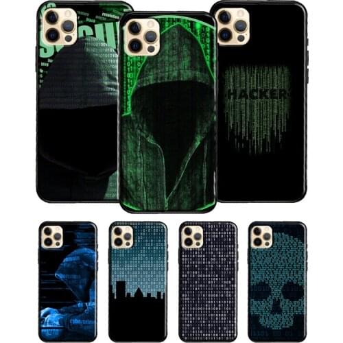 Hacker Binary Matrix Rain For iPhone 12 Pro Max Mini 7 8 Plus Phone Case For iPhone 11 Pro Max XS XR X SE 2020 Cover