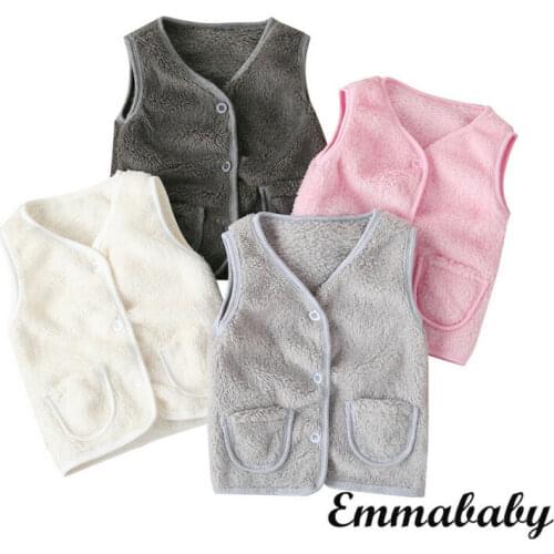 Pudcoco Girls Fur Vest Jackets 2020 New Baby Kids Autumn Vests Waistcoat for Children Clothes Boys Warm Solid Outerwear