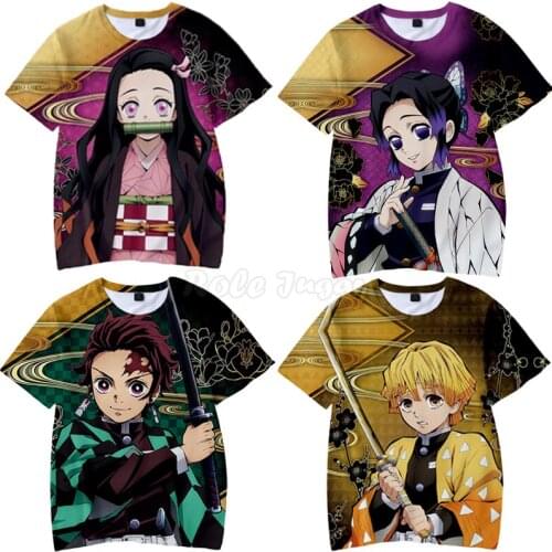 Demon Slayer Kimetsu No Yaiba Cosplay Tshirt Teens Anime Cartoon Summer Print Streetwear Tops Men Women Clothes C15M218