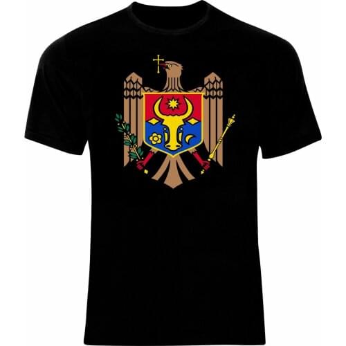 Coat of Arms of The Moldova Moldovan Arms Flag T-Shirt. Summer Cotton O-Neck Short Sleeve Mens T Shirt New S-3XL