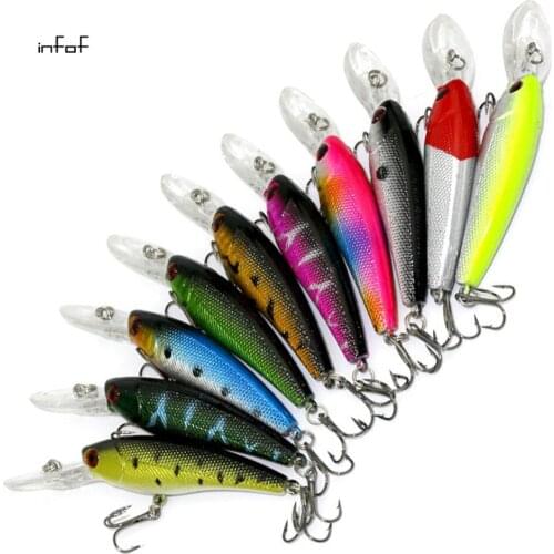 INFOF 5pcs/lot 9.2cm/3.62in 8g/0.282oz Minnow Fishing Lure Lot Fishing Lures Artificial Hard Fishing Bait Sinking Trout Bait