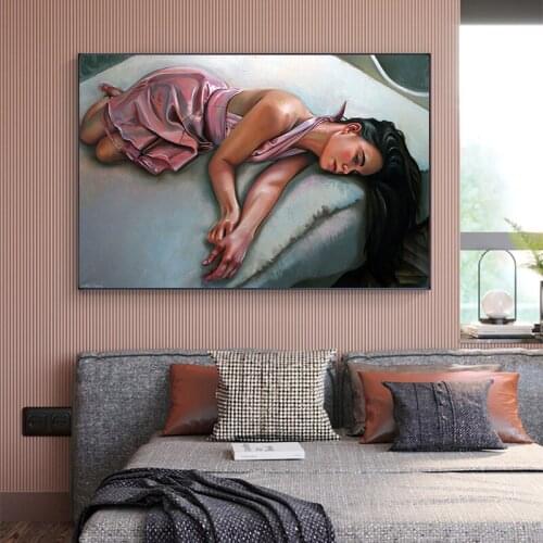 Sexy Sleeping Woman Canvas Paintings Luxurious Art Wall Pictures for Living Room Decor Scandinavian Prints Modern Art Posters