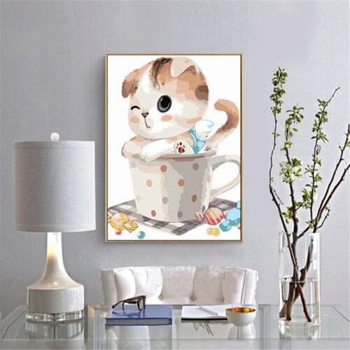 Cute Cat Paintings By Numbers DIY Pictures Oil Coloring By Numbers Set Gift Drawing By Numbers Canvas Decor New Arrivals