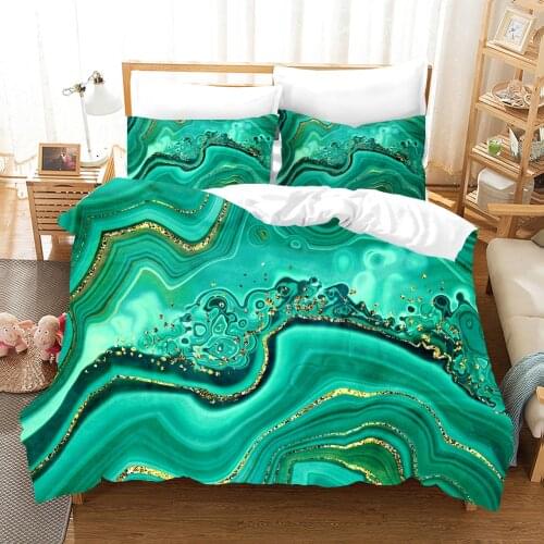 Green Marble Art Texture Bedding Set Luxury Queen King Size Bedroom Decor Bed Linen Quilt Cover Pillowcase 2/3 pcs Home Textile