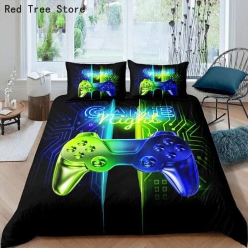 Gamepad Printed Bedding Set Kids Boy Adult Cartoon Game Duvet Cover Pillowcase Set 2/3pcs Twin Full Size Home Textile Bed Lines