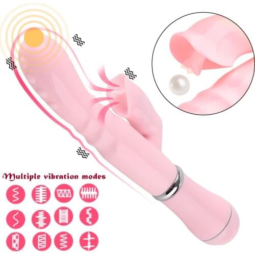 Licking Dildo Vibrators for Woman G Spot Clit Stimulation 12 Speed Dildo Vibrator Vagina Clitoris Female Massager Masturbation