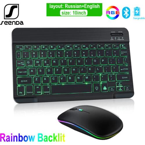 SeenDa Bluetooth-compati Keyboard and Mouse Set Wireless Rechargeable Backlit Keyboard Mouse Comb for Laptop Tablet Computer