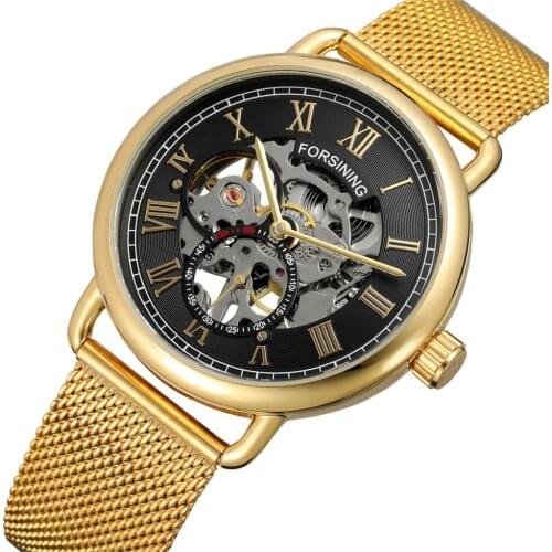 New T-WINNER Gold Mechanical Watch Top Brand Luxury Men Watches Fashion Man Wristwatches Stainless Steel