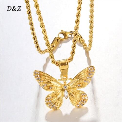 D&Z New Cross Pendant Necklace Stainess Steel With CZ Stones White Gold Color Hip Hop Charm Necklace Jewelry Men Women Gift