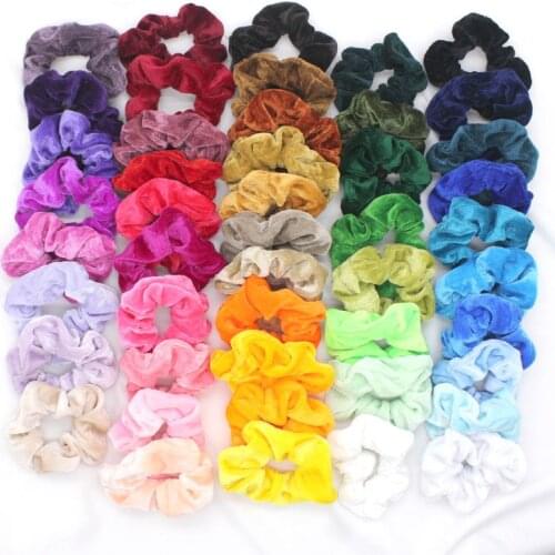 10 pcs Colorful Velvet Hair Scrunchies Ring Solid Velvet Ponytail Holder Hair Ties Gum Elastic Hair Bands For Women Girls