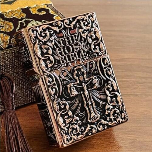 Zorro High-end luxury Bible Retro Brass armor Kerosene gasoline petroleum oil Cigarette lighter husband father holiday Gift