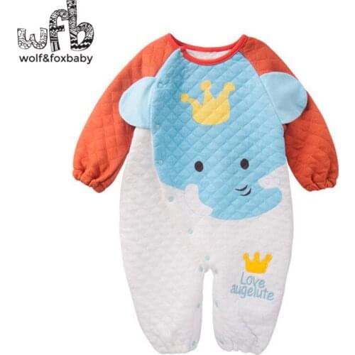Retail 0-2 years rompers cartoon animal Thickening Keep warm cute kids children spring autumn fall winter