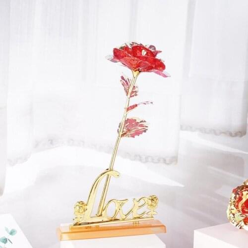 With Packaging + Love Base 24k Gold Foil Rose Flower Creative Valentines Day Gift Luminous Color Gold Suit Birthday Gift