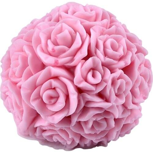 Silicone Soap Candle Mold 3D Rose Ball Shape DIY Handmade Resin Craft Mould