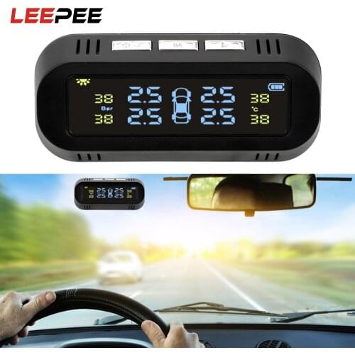 Intelligent Solar TPMS Car Tire Pressure Alarm Monitor System With 4 Sensors Digital Display Auto Security Temperature Warning