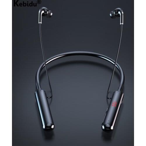 Sports 5.0 Bluetooth Earphone Neckband Noise Cancelling Headphone Bass Stereo Headset 600mAh Battery TF Card LED Display