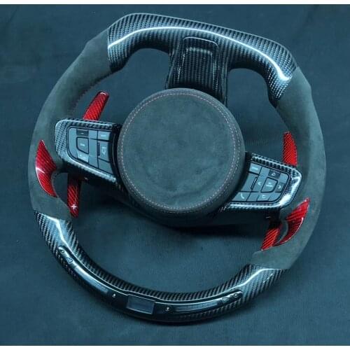 Cuatomized Real Carbon Fiber Sports LED Steering Wheel for Jaguar F-Type F-Pace XE E-Pace P200 2012-2015 with Paddle