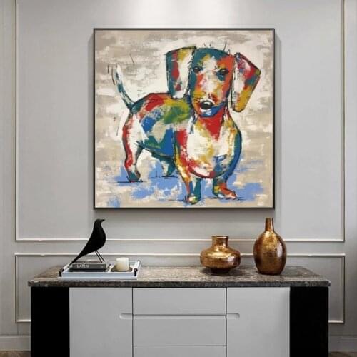 Dachshund Dog Graffiti Art Canvas Paintings on The Wall Abstract Dog Poster and Print Animal Wall Paintings for Kids Room Cuadro