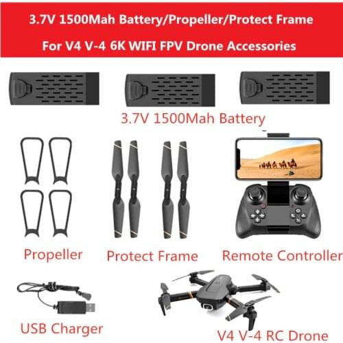 V4 Drone Battery V4 V-4 4K RC Drone 3.7V 1500mAh Battery/Propeller/Protect Frame/Remote Controller V4 Drone Accessories V4 Blade