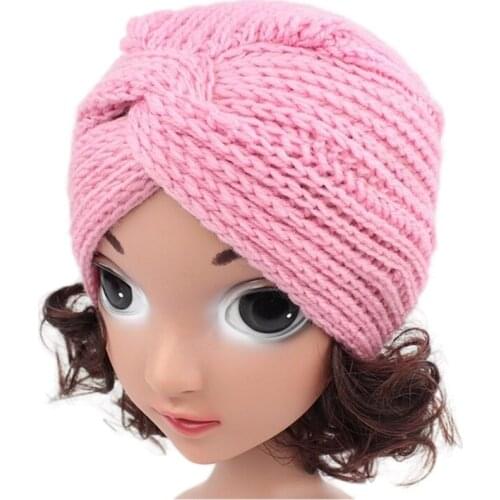 Wool knitted handmade solid hat style children wimter headwrap hairband hair accessories girls beanies headwrap