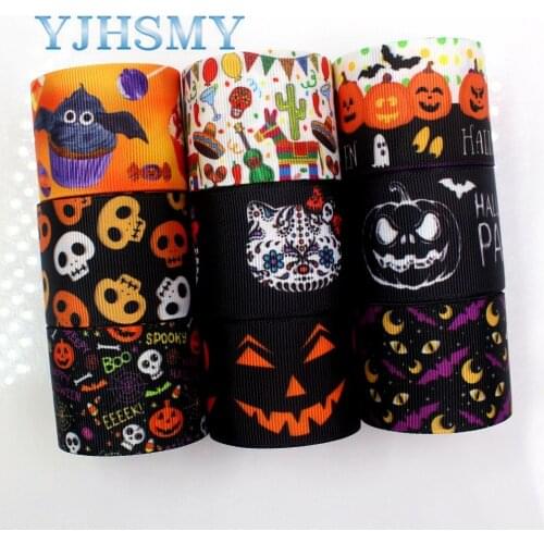YJHSMY,G-18728-694,38 mm 10 yards Halloween Printed grosgrain ribbons,DIY handmade Hair accessories wedding gift wrap Material