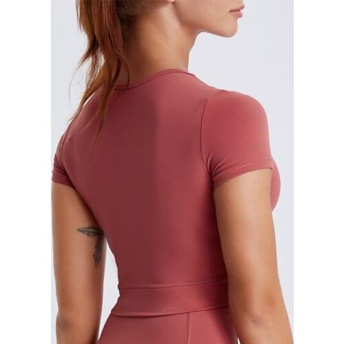 Yoga Clothes Womens Sexy T-shirt Blouse Short Sleeve Cropped Gym Tops Fitness Running Workout Sport T-Shirts Sports Wear