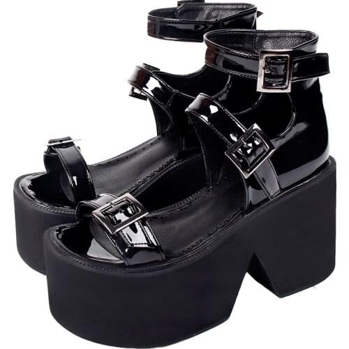 Angelic imprint new woman girl lolita cosplay punk shoes lady high heels pumps women princess summer dress sandals 10cm 33-47 PL