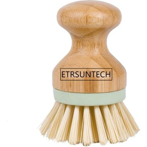 100pcs/lot Pot Pan Wash Tool Durable Dish Scrubber Round Wooden Handle Mini Multifunctional Tableware Cleaning Brush Bristles