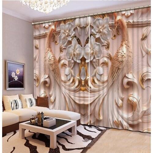 3D Curtain Embossed flowers peacock Window Curtains For Living Room Bedroom European style Curtains