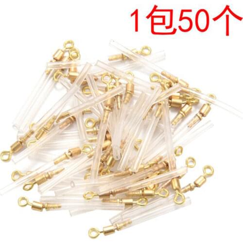 50pcs/Lot New Copper Fishing Swivel Head With Tube Rotatary Float Adapters Sea Fishing Float Buoy Seat Connector Accessories S